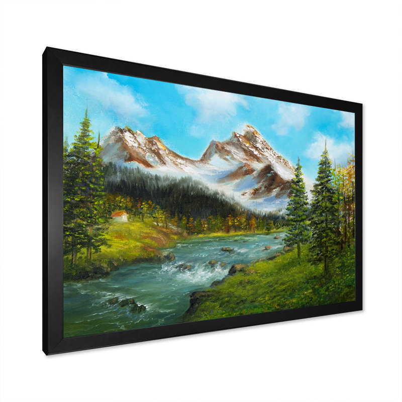 «Beautiful Spring River in Mountain II», reproduction d'art sur toile, Cadre photo noir, H 8 po x l 12 po x P 1 po