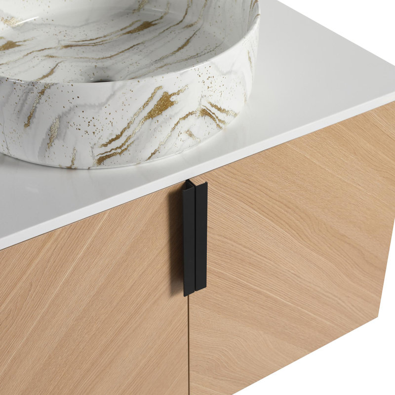 30" bathroom vanity with ceramic sink