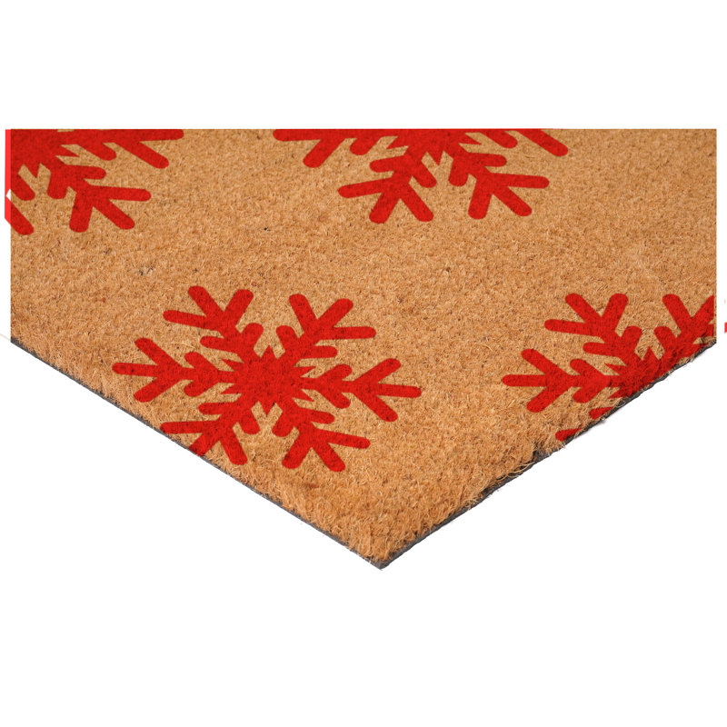 Paillasson coloré flocon de neige, Rouge / Brun, L 24 po x L 36 po