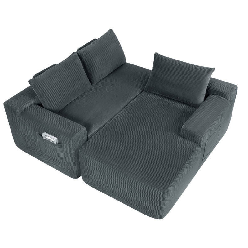 Nouveau Canapé modulaire compressible doubleCloud avec méridienne en L 96,9 po New2, canapé modulaire moderne avec assise profonde, fauteuils rembourrés pour la chambre du salon, aucun assemblage requis, tissu en velours côtelé