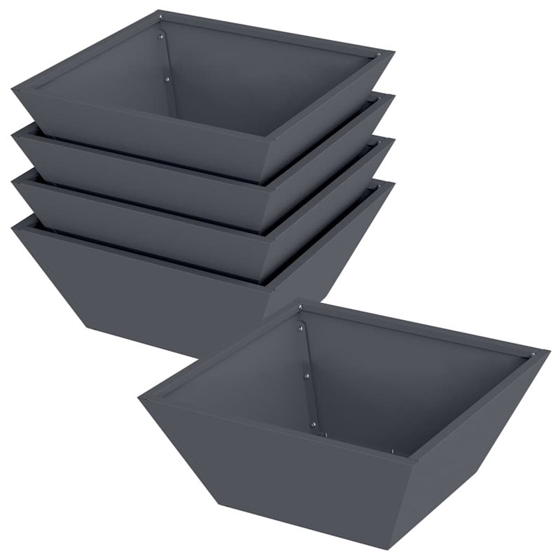 Garden Planter Decor Metal Trapezoidal Outdoor Modern Terrace Holder, Anthracite, 15cmH x 40cmW x 40cmD