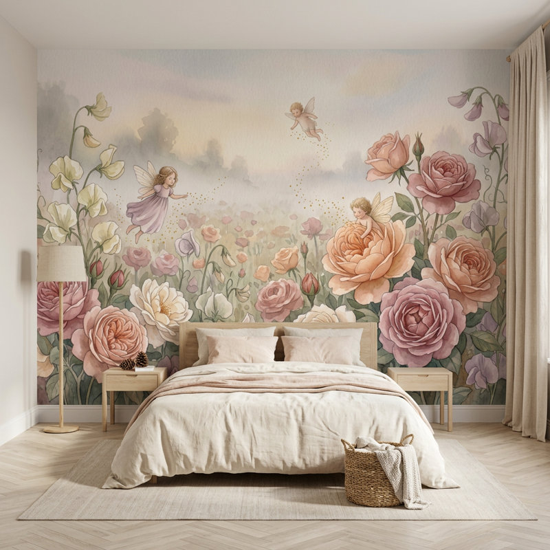 Décoration murale fée rose, Non tissé, 160 po x 108 po