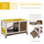 Rabbit Cages Guinea Pig Hutch with Roof & Wheels No-Leak Tray Brown