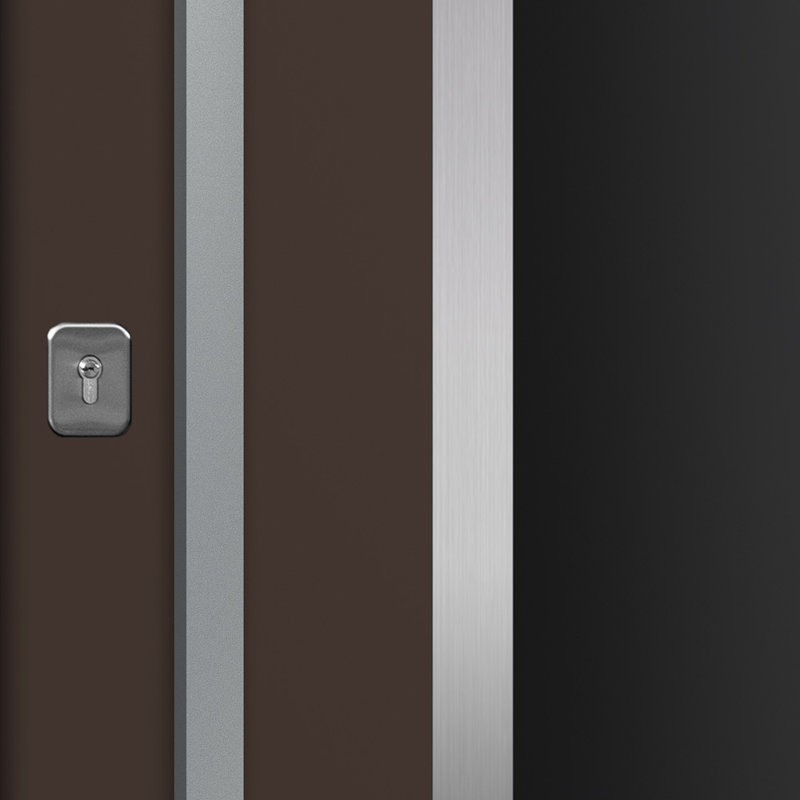 Porte d'entrée moderne en acier 36 po x 80 po Inox, Brun, S'ouvre à gauche vers l'intérieur