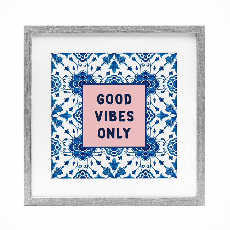 «Good Vibes Only Boho», reproduction sous verre encadrée, Cadre de ferme gris, H 13 po x l 13 po
