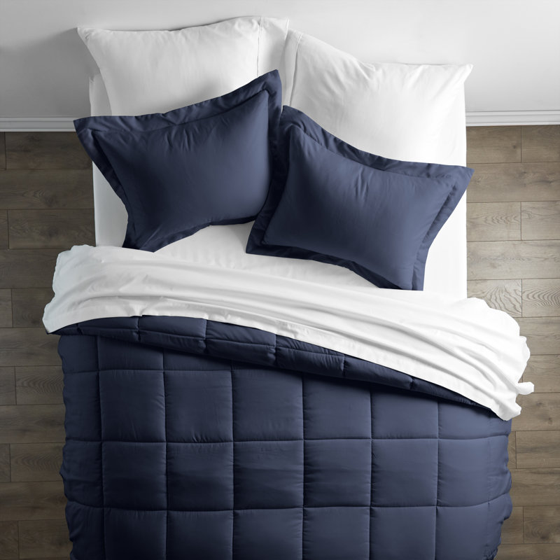 Ensemble de literie complet en microfibre de 8 pièces Simply Soft, Édredon simple + 5 pièces incluses, Marine