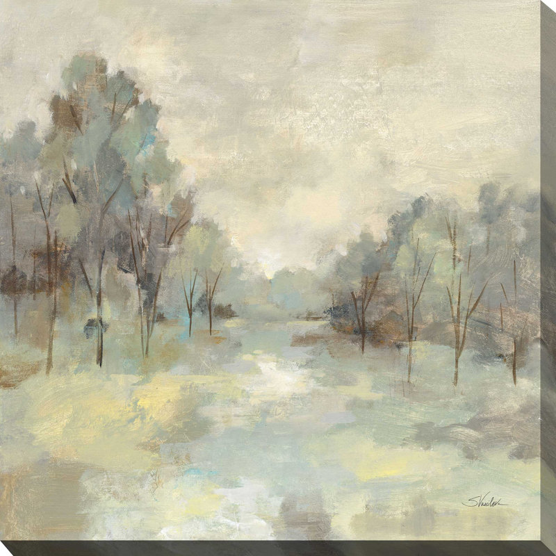 «Scenic Treescape» par Silvia Vassileva - Peinture, L 18 po x H 18 po, Toile tendue