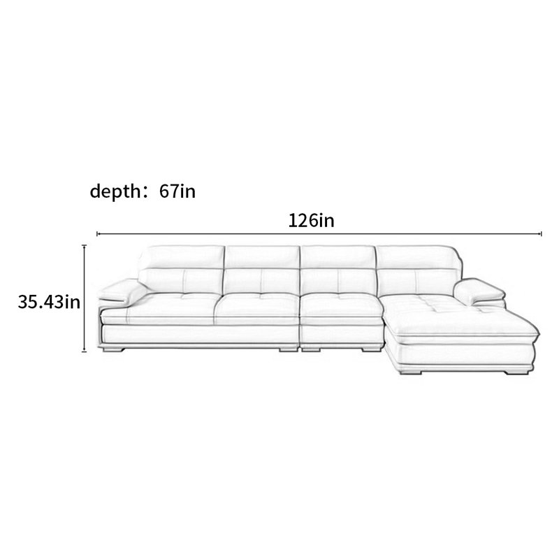 American-style simple modern sofa, 4, 35.43" H x 126" W x 67" D