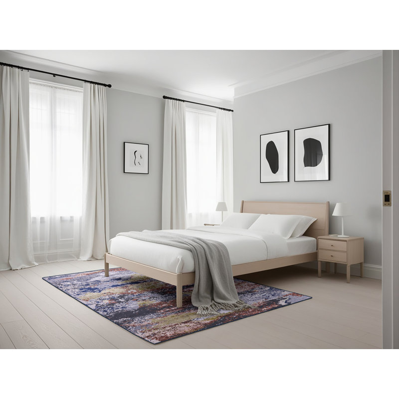 Tapis bleu / brun / vert Buckhall, Rectangle 5 pi x 7 pi