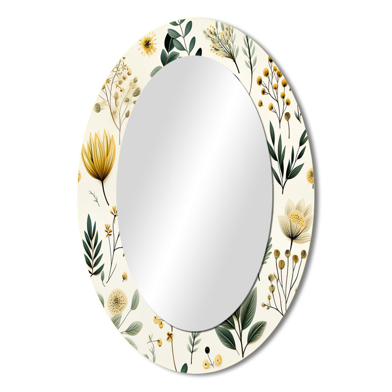 Miroir mural Botanical Neutrals - motif ovale vert, H 36 po x l 24 po