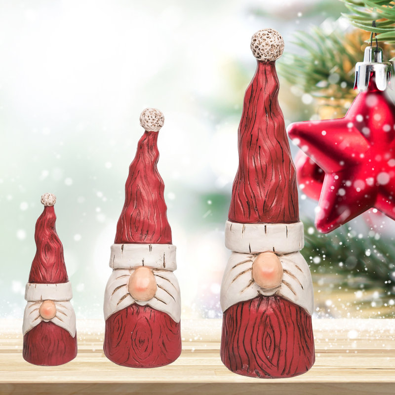 Ensemble de 3 décorations de Noël gnome de Noël multicolores en résine 12 po 