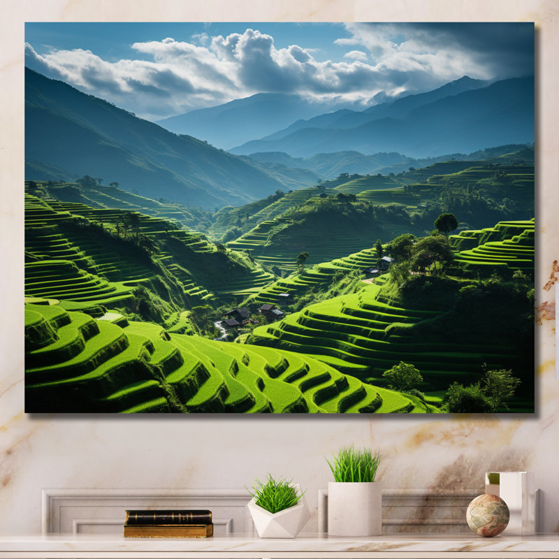 Champ de riz vietnamien Terrace - II, H 34 po x l 44 po x P 1,5 po, Toile tendue