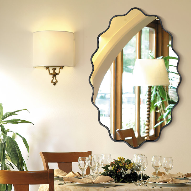 Elegant Oval Wavy Wall Mirror – Modern Decorative Mirror for Living Room, Bedroom, Bathroom, or Entryway – Stylish Home Décor Accent