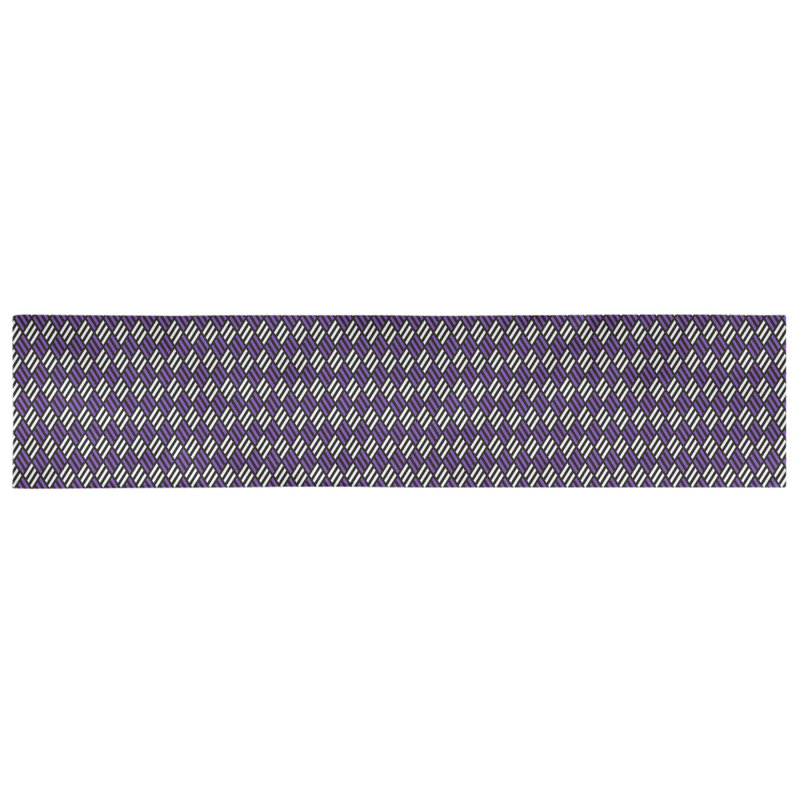 Chemin de table losanges à rayures Avicia, 91,5 po x 17,5 po, Noir / Mauve, Coton
