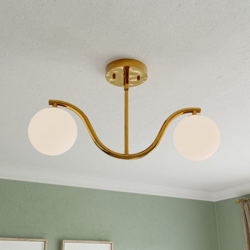 Lustre globe à double onde avec verre jade blanc