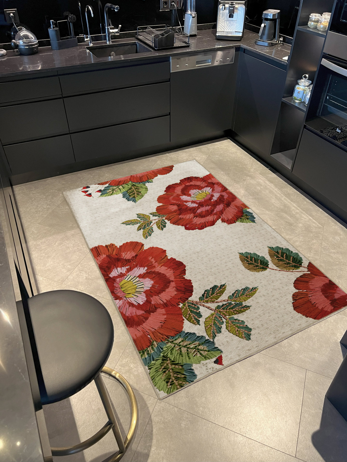 Bloomsbury Market Beige Themed Red Rose and Leaf Patterned Creative ...