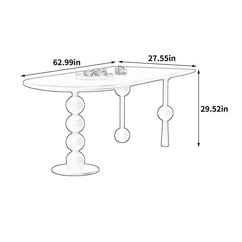 Table de salle à manger haut de gamme exquise, H 29,52 po x L 62,99 po x l 27,55 po