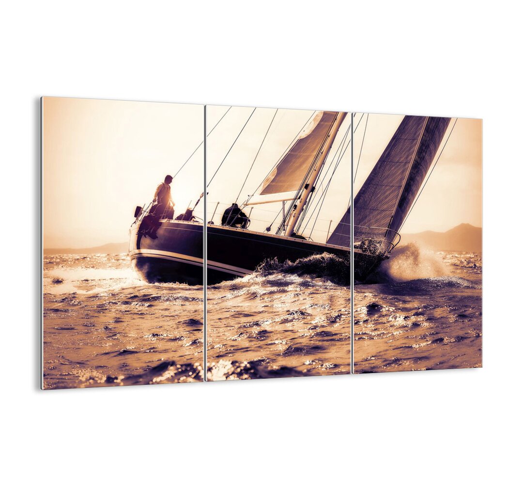 3-tlg. Glasbilder-Set - Fotografie „Sail, Sailor”