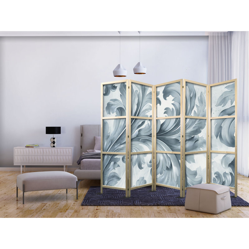 171cm H Solid Wood Folding Room Divider, 171cm H x 225cm W x 1.2cm D, 5