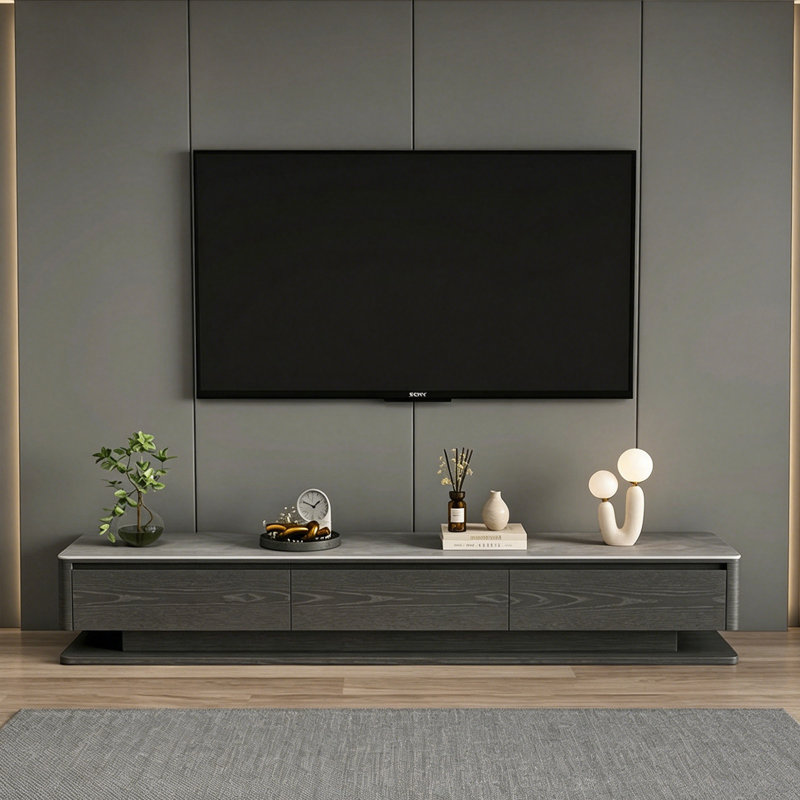 Meuble télé avec 3 tiroirs Modern, Gris