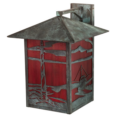 Applique murale droite 17 po avec phare et chalutier
