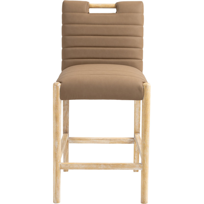 Aimee Vegan Leather Counter Stool, Brown Vegan Leather , Natural