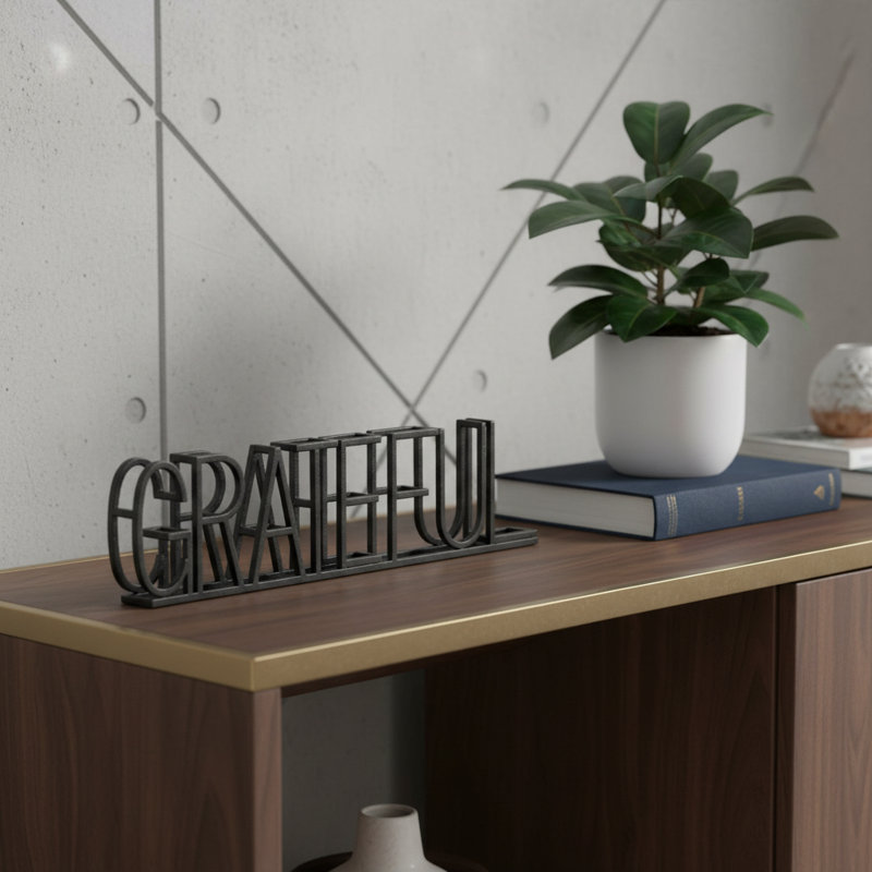 Colma Black Metal "Grateful" Table Sign