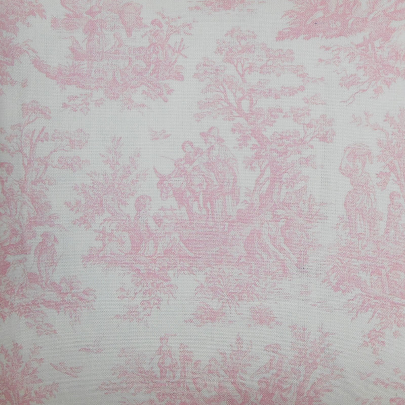 Toile Cotton Reversible Throw Pillow, Down Blend, Baby Pink, 18" H x 18" W