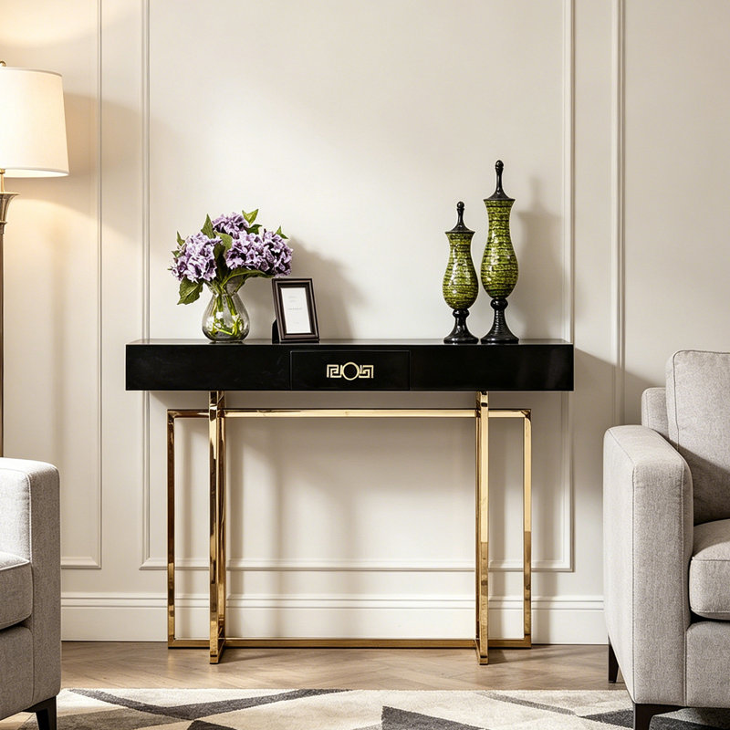 Console Modern Luxury, Noir, H 35,4 po x l 43,3 po x P 13,8 po