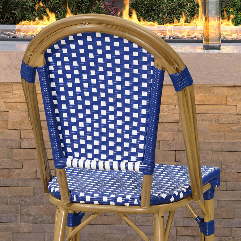 Tabouret de bar 30 po Varda, Bleu royal / bambou