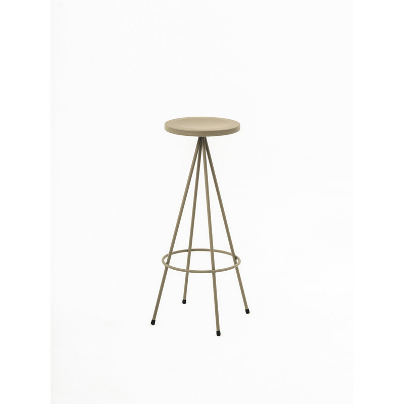 Anakie Powder Coated Steel Outdoor Stool, Olive Grey