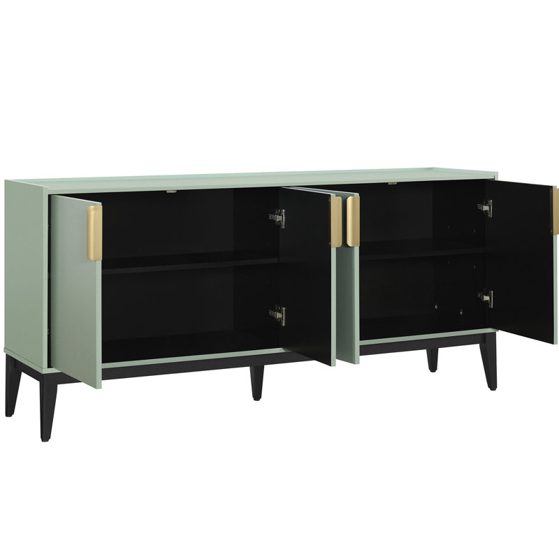 Armoire Exquise à 4 portes pour étude - bois massif, tablette réglable en bois, couloir en bois, entrée,, Vert