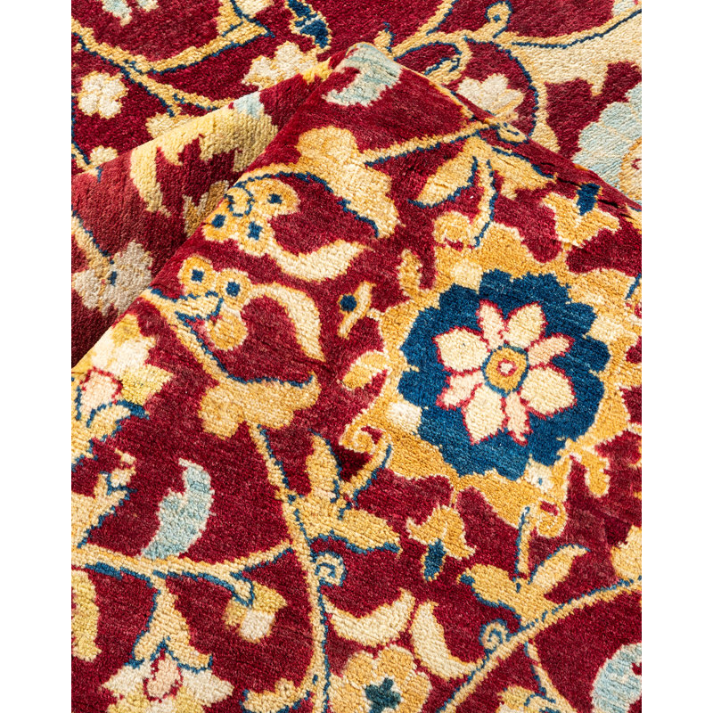 Tapis rouge traditionnel noué à la main de conception unique 8 pi 3 po x 10 pi 10 po Keenan