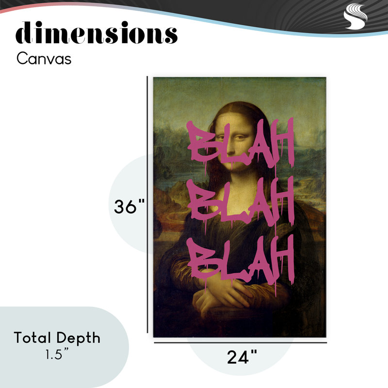 Toile Graffiti sur toile Mona Lisa, design par Masters Redux, H 36 po x l 24 po