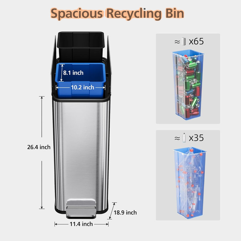 56L/14.8Gal Step-On Kitchen Trash Can