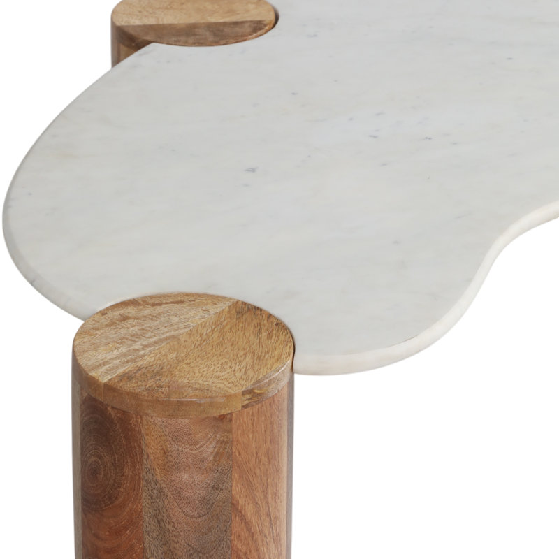Sagebrook Home 42X18" Curved Coffee Table, White/Natural