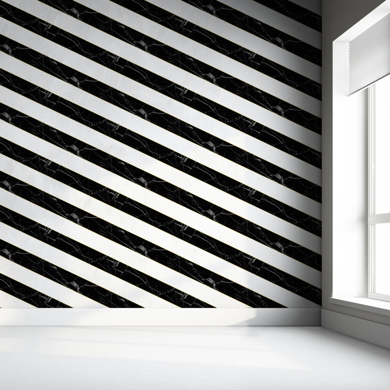 Charleen 10m x 52cm Matte Paste the Wall Wallpaper Roll, Black/White