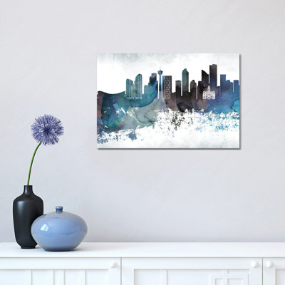 Calgary Bluish Skyline - Wrapped Canvas Print