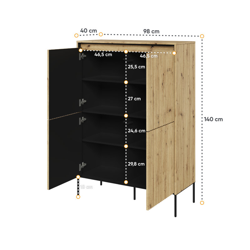 Alsha 98cm Sideboard, Oak Artisan/Black