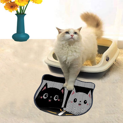 Tapis de litière durable pour chat, 15,7 po x 19,7 po | 50% PVC / 50% polyester, lavable à la machine et passer l'aspirateur | Parfait pour un nettoyage facile, conception antidérapante pour garder votre maison propre et fraîche, idéal pour les propriétaires d'animaux de compagnie