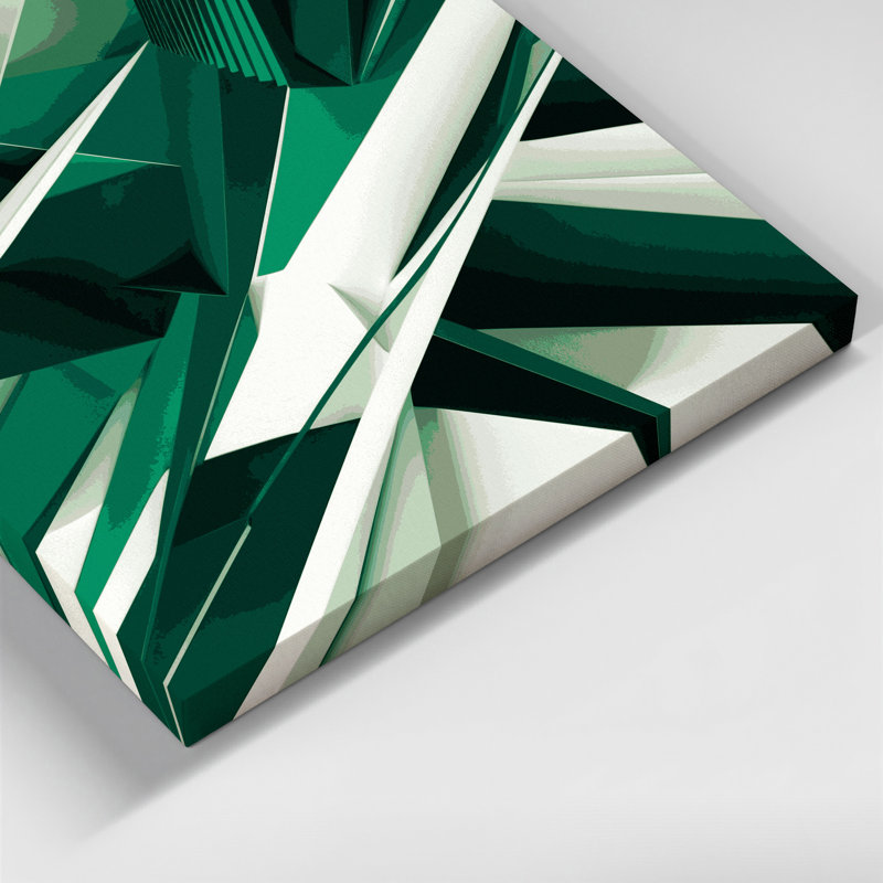 «Geometric Abstraction 33», art mural sur toile verte, H 11 po x l 14 po