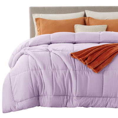 Édredon surdimensionné très grand avec surpiqûre en duvet synthétique pour lit simple - mauve clair, édredon toutes saisons
