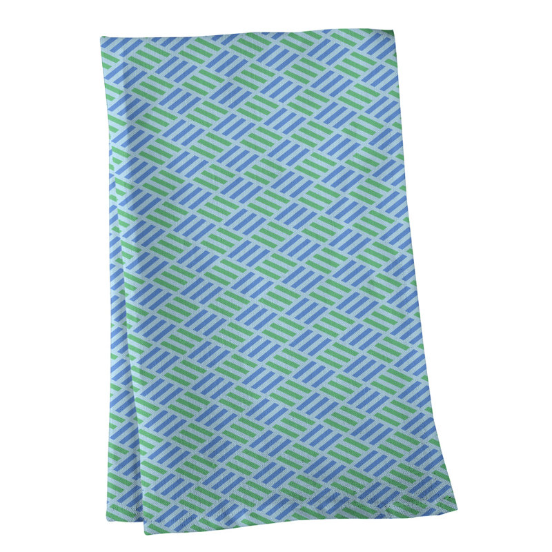 Torchon à losanges à rayures, Polyester sergé, Bleu / baie