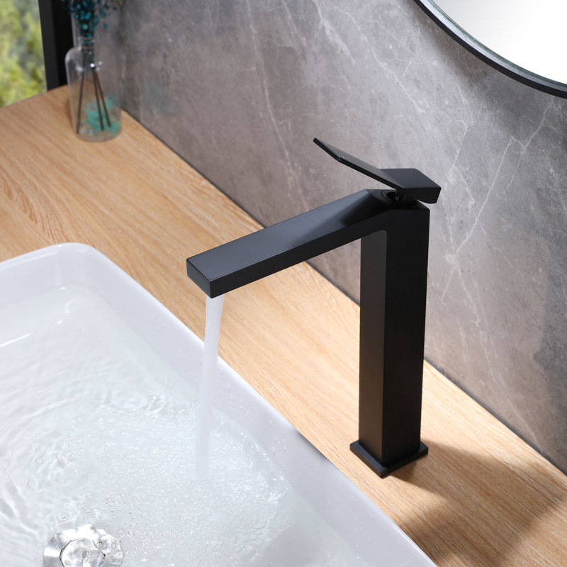 11.7" Height Modern Single Handle Single Hole Vessel Sink Bathroom Faucet, Matte Black