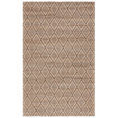 Natural Fiber Hand Loomed Wool/Jute Geometric Rug in Brown