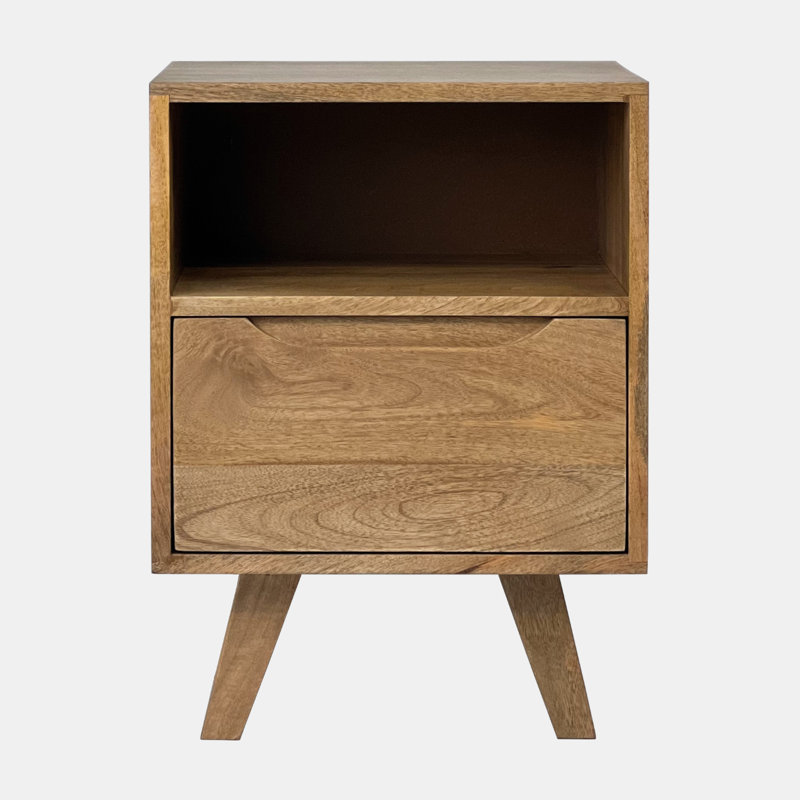 Canina 40cm W Solid Wood Bedside Table, Caramel