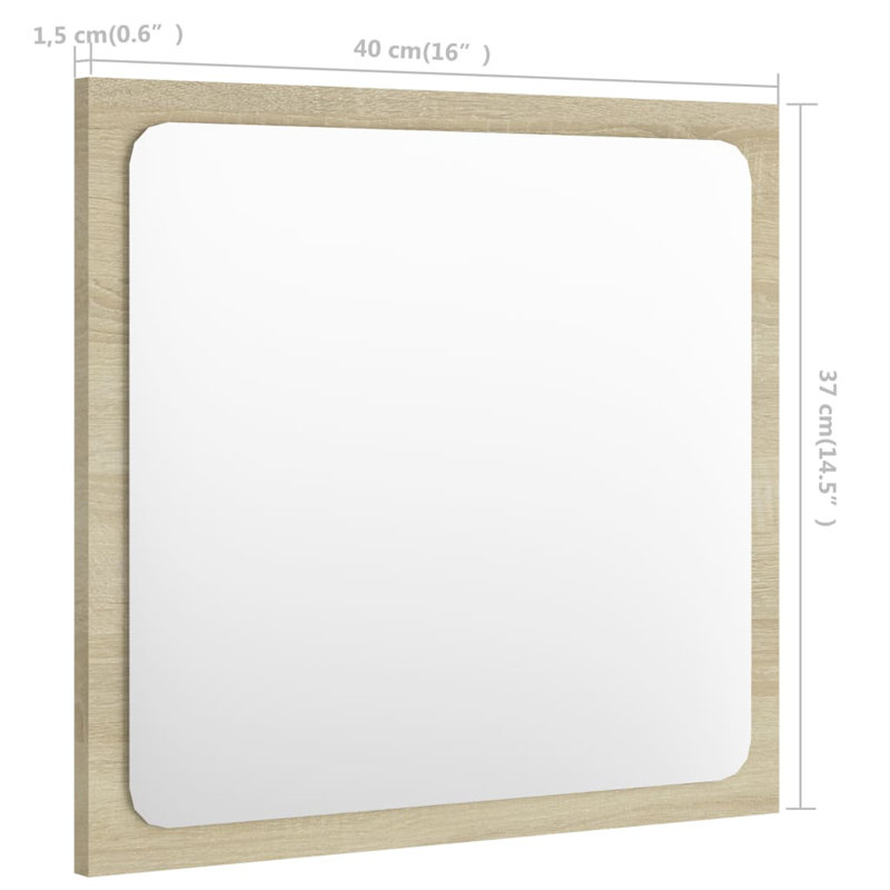 Miroir de salle de bain avec miroir de salle de bain, 14,5 po x 15,7 po, Chêne Sonoma