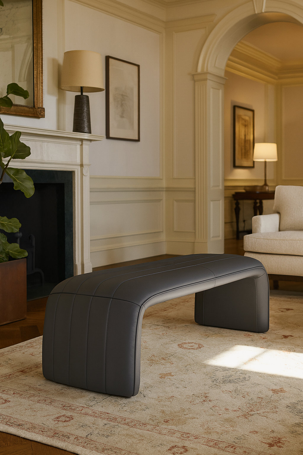 Infinity Shape Bench Red Barrel Studio® Infinity STNDE-0254 Upholstered Bench Brown | Wayfair