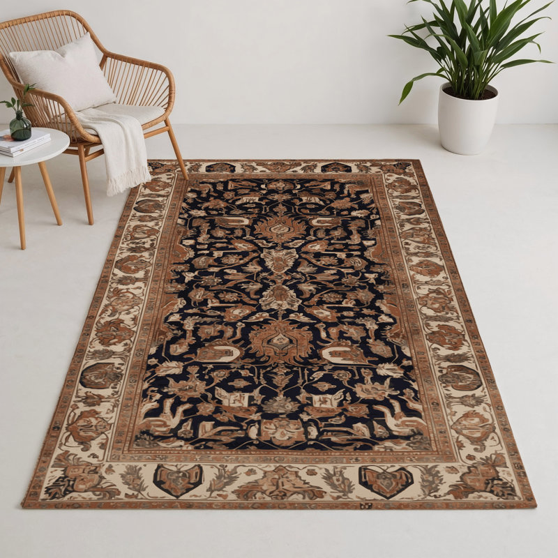 Tapis d'intérieur et d'extérieur brun Persian, Rectangle 9 pi x 12 pi