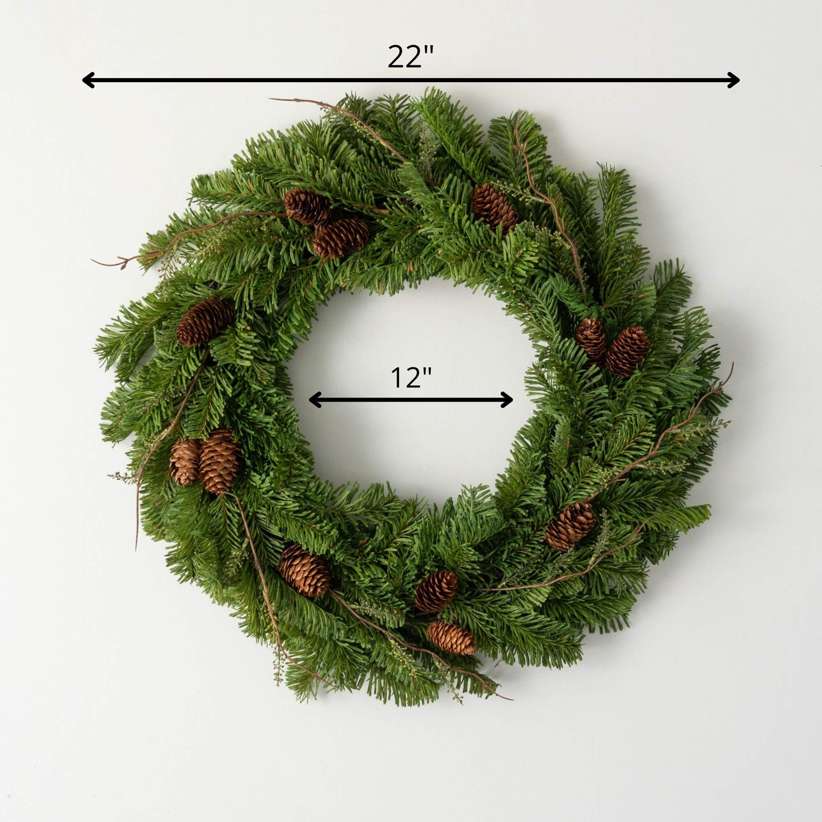 22" Artificial Soft Touch Pine Christmas Wreath, Green